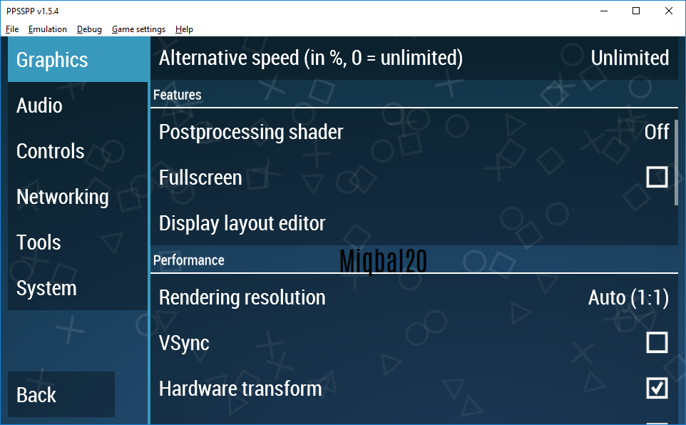 Psp settings for low end pc